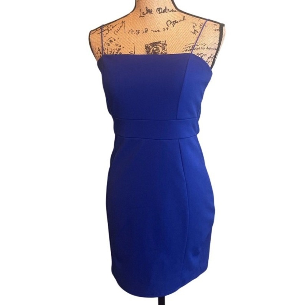 Olive Tree‎ Womens Sleeveless Stretch Spaghetti Mini Bodycon Dress Blue Large